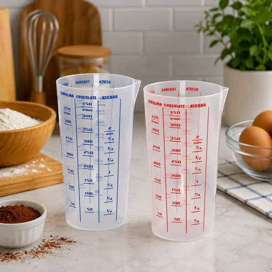 Copo Plástico Graduado Dosador Receitas para Cozinha Copo Medidor 500ML