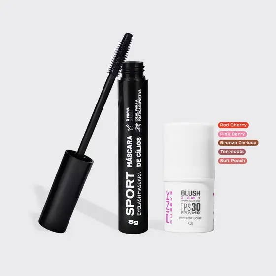 Kit Make Básica PINK CHEEKS - Máscara De Cílios + Blush
