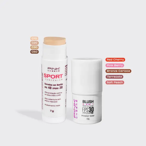 Dupla Imbatível PINK CHEEKS - Corretivo + Blush Em Stick