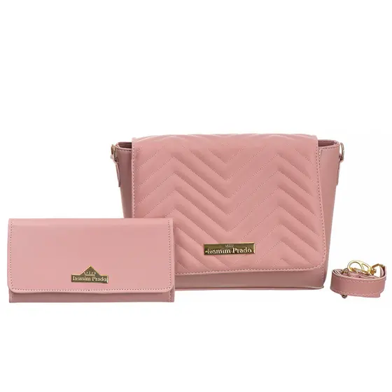 Bolsa Tampa Bordada Feminina com Carteira Iasmin Prado