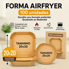 Kit 100 Forma Airfryer Quadrada Descartável Grande