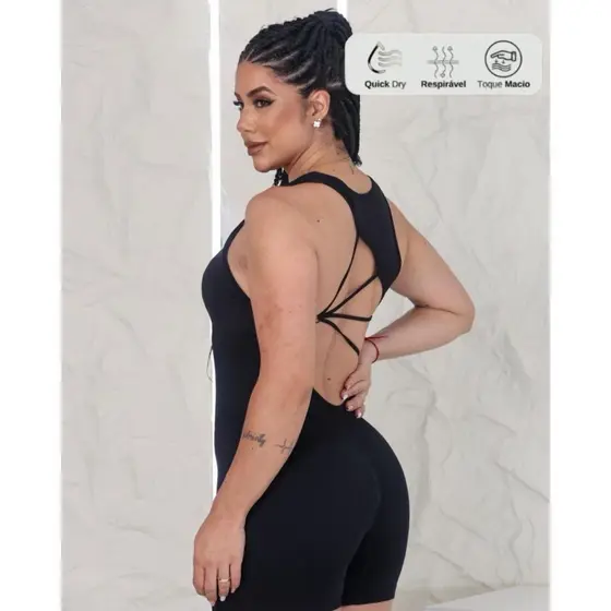 MT-184 Macaquinho Feminino Fitness em Poliamida com Tiras nas Costas – Estilo e Conforto para o Treino
