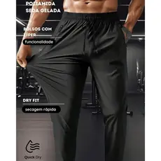 MT-165 Calça Jogger Masculina em Seda Gelada – Leve, Respirável e com Bolsos com Zíper | Ideal para Academia e Corrida
