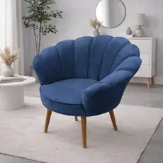 Poltrona Decorativa Pétala Veludo recepção Pés Palito