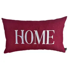 CAPA DE ALMOFADA BORDADA HOME EM LINHO VERMELHO 30X50