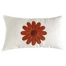 CAPA DE ALMOFADA BORDADA FLOR DA TERRA RETANGULAR TERRACOTA 30X50