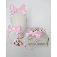 Tiara Gatinha Paetê Rosa e Pulseiras  900/0126A