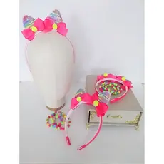 Tiara Gatinha Paetê Colorida e Pulseiras  900/0126A