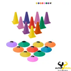 Kit Treino Funcional Agilidade 10 Cones + 10 Chapéus Chinês Treinamento Futebol Futsal Academia