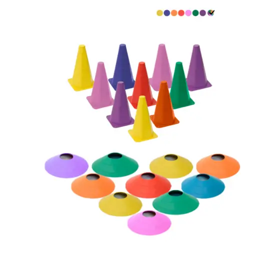 Kit Treino Funcional Agilidade 10 Cones 10 Chapéu Chinês Treinamento Futebol Academia Crossfit