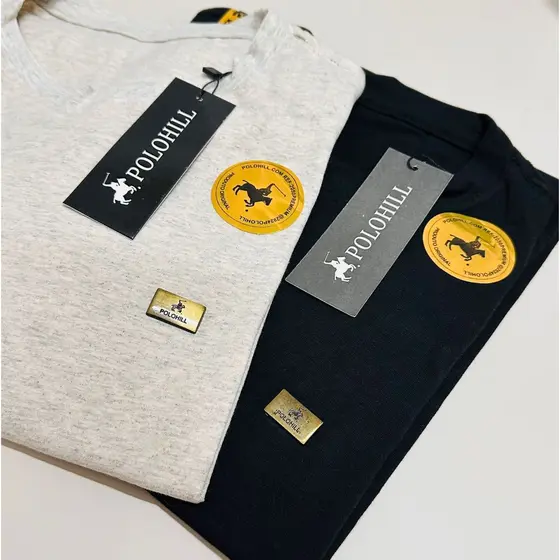 Camisetas Masculinas de Malha picket Básicas Camisas Premium plaquinhas