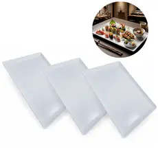 Kit 3 Travessa Retangular Melamina Premium 35cm Branca Japonesa Resistente