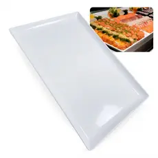 Travessa Retangular Melamina Premium 35cm Branca Culinária Japonesa