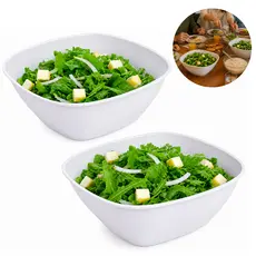 Kit 2 Bowls Saladeiras Quadradas Melamina Ultra Resistentes Cor Branca 2,8L Tigela Multiuso