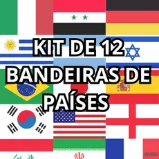 KIT De 12 Bandeiras de País 1,00m X 70cm  em Tecido Oxford Para Parede ou Eventos