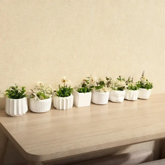 Kit 2 até 8 Vasinhos Decorativo em Gesso para Suculentas e Cactos - ENVIO FULL