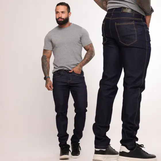 Calça Tradicional Masculina Jeans ALGODÃO Elastano Com Streche