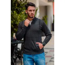 Casaco De Frio Lã Tricot Masculino Jaqueta Masculina Com Bolso e Ziper