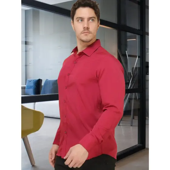 Camisa Social Masculina Manga Comprida Escritório casual Slim Fácil