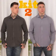 Kit 2 Camisas Masculino Social Slim fit Luxo Manga Longa Envio Imediato Blusa Masculina