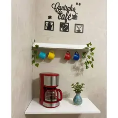 Kit 2 Prateleiras Cantinho Do Café em MDF Branco 60x30|60x12