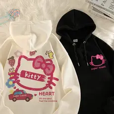 Moletom Canguru Hello Kitty Estampado Blusão Coreano Versátil Casaco Inverno Promoção