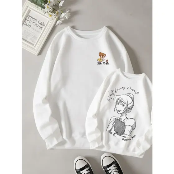 Moletom Gola Careca Básico Sem Bolso Blusa de Frio Sem Capuz Princesas Algodão blusa Disney Guerreiras