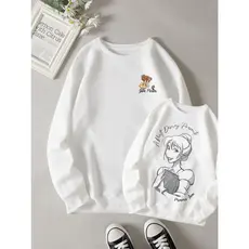 Moletom Gola Careca Básico Sem Bolso Blusa de Frio Sem Capuz Princesas Algodão blusa Disney Guerreiras