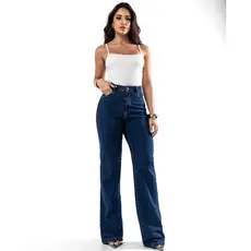 Calça Wide Leg com Elastano Consciência Jeans 28000 Escura