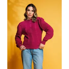 Blusa Feminina Manga Longa Tricot Tendência Moda Barra Justa  Acinturada