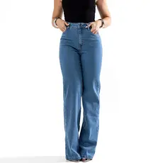 Calça Consciência Jeans Wide Leg com Elastano Cor Média
