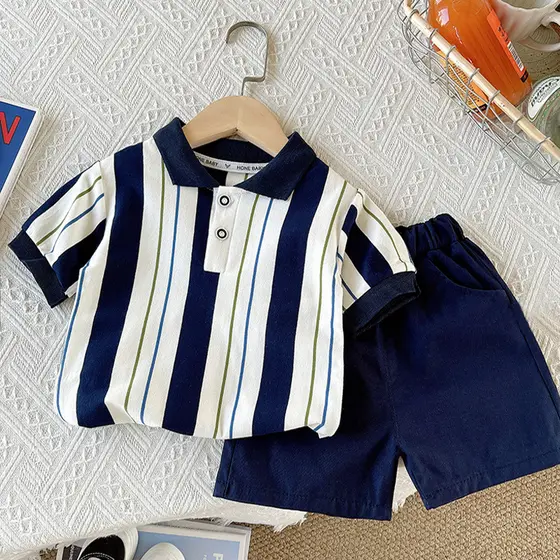 Terno de manga curta para crianças de 0 a 5 anos, Top de verão + Shorts terno de 2 peças, terno esportivo
