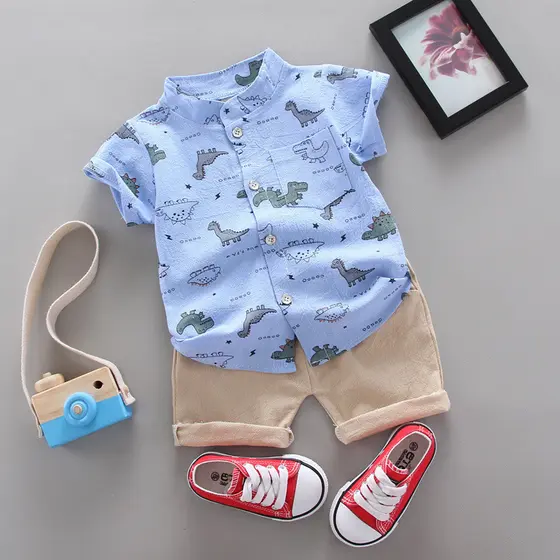 Crianças de 0-4 anos de idade Camisa Casual de Verão / Manga Curta +Shorts Conjunto de 2 peças / Vestuário Infantil