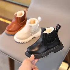 Botas infantis de algodão simples outono inverno, botas Martin quentes, botas da moda para meninas