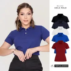 Blusa Camisa Social Gola Polo Feminina Trabalho Uniforme