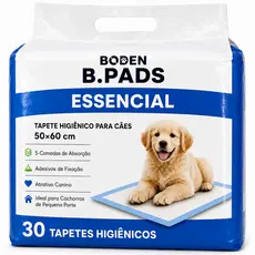 Tapete Higiênico 50x60cm/60x80cm para Cães Cachorros Pets com 6 Camadas Absorventes de Xixi Não Vaza 30un Boden B.Pads