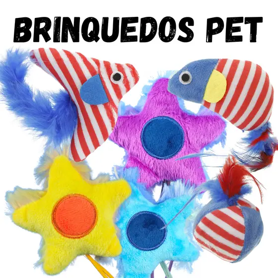 Brinquedo Pet Vareta Gato Bola Bolinha Rato Ratinho Peixe Peixinho Pluma Durável Resistente Lavável