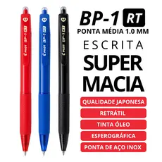 Pilot Caneta Esferografica Azul Vermelha Preta BP-1 RT 1.0 mm
