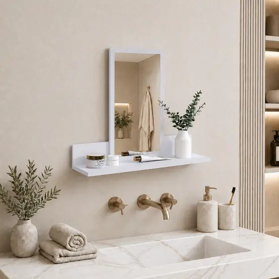 Espelheira Mel Armário Estante Organizador Suspenso Para Banheiro Lavabo Quarto Closet Moderno