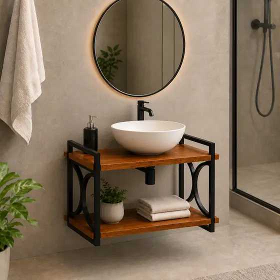 Armário Gabinete Industrial Suspenso 60cm com Cuba para Banheiro Lavabo Moderno Não Enferruja