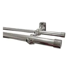 KIT VARÃO DE CORTINA METALIZADO DUPLO 1  METRO 28/19MM 2 SUPORTES