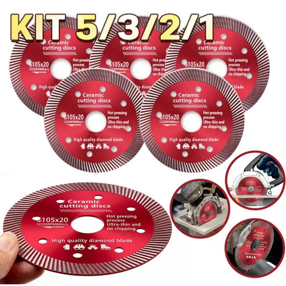 KIT 2/3/5 Disco Turbo Porcelanato  Para Esmerilhadeira Furo 20 mm