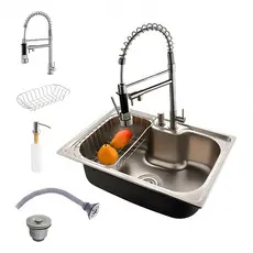 Cuba para cozinha gourmet pia aço inox com acessórios e Torneira Gourmet Dupla alavanca 50 X 42 X21 CM