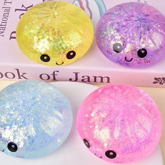 Bolinho De Glitter Squishies Mole Com Caixa Bolinhos Sensorial Brinquedo De Pressão Para Alívio Do Estresse