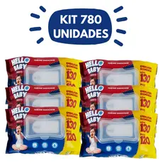 Kit 6 Pcts Lenços Umedecidos Hello Baby Dreams - 780 Unidades
