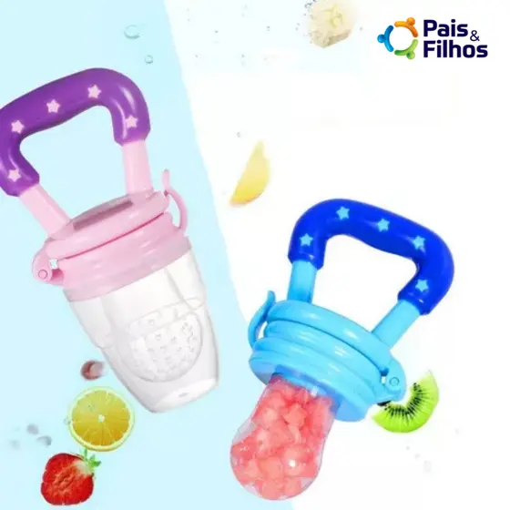 Alimentador de Silicone para Bebês Pais e Filhos - Azul ou Rosa