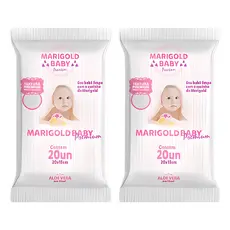 Kit 2 Lenços Umedecidos Marigold Pocket 20 Unid - Rosa ou Azul