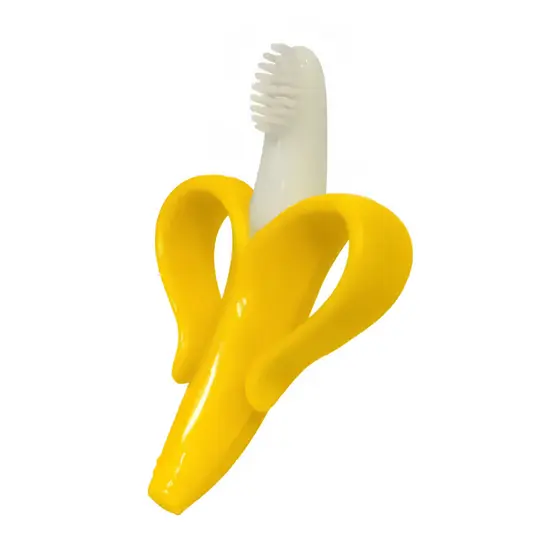 Escova Mordedor Massageador de Gengiva Bebê Bananinha Vila Toy - Silicone Macio Sem BPA