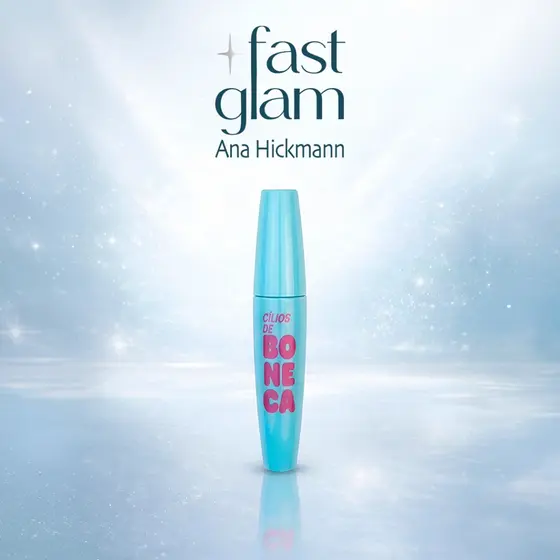 Máscara de Cílios Cílios de Boneca Efeito Volume e Definição Fast Glam Ana Hickmann