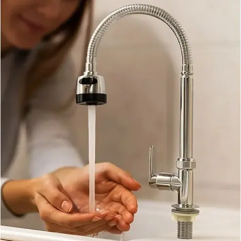 Torneira Gourmet de Parede com Ducha Para Cozinha - Inox